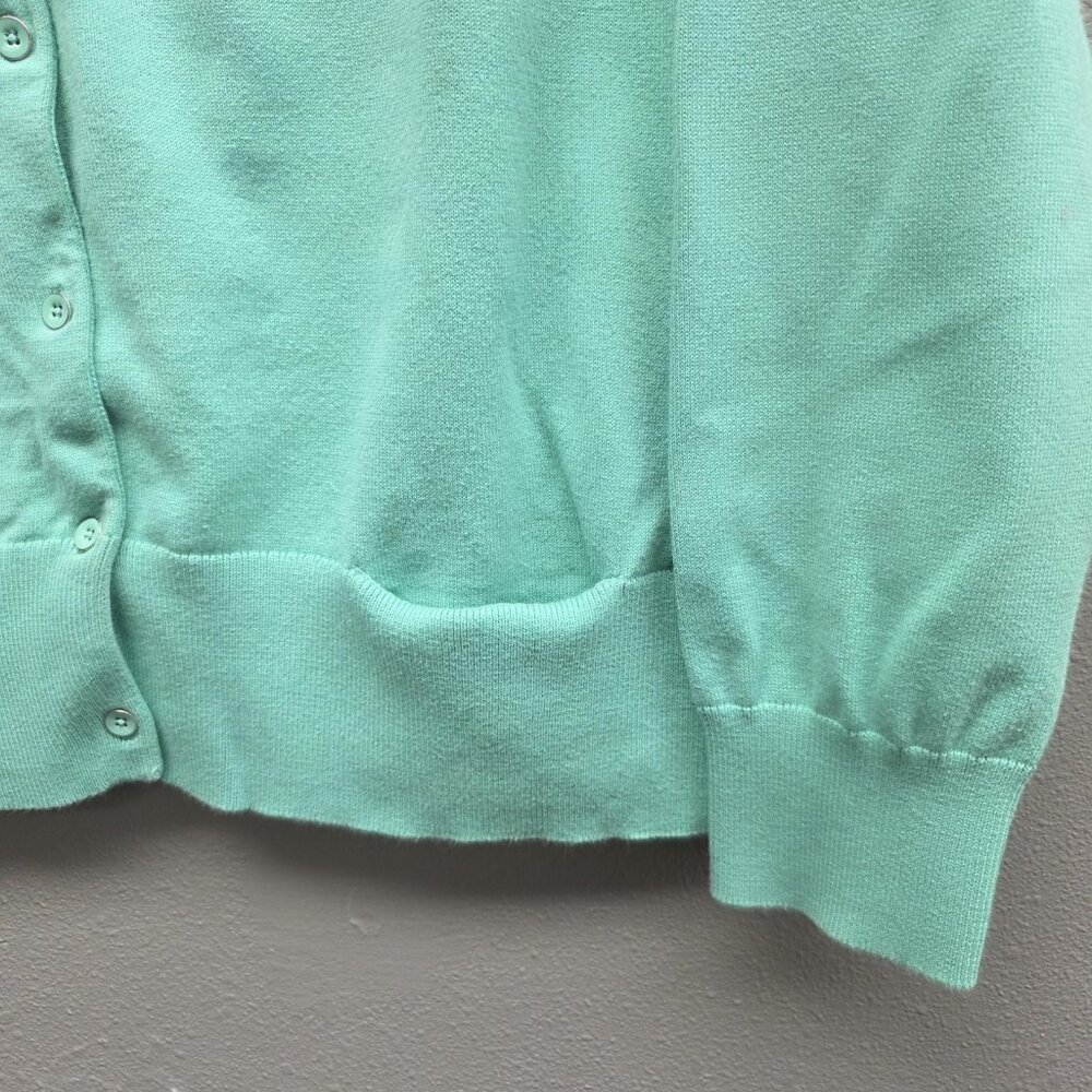 J Jill Cardigan Sweater Womens XL Mint Green Button Front Stretch Pockets Knit - Picture 3 of 8